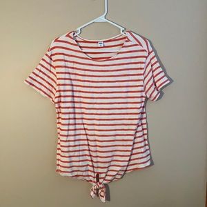 tie front stripped shirt